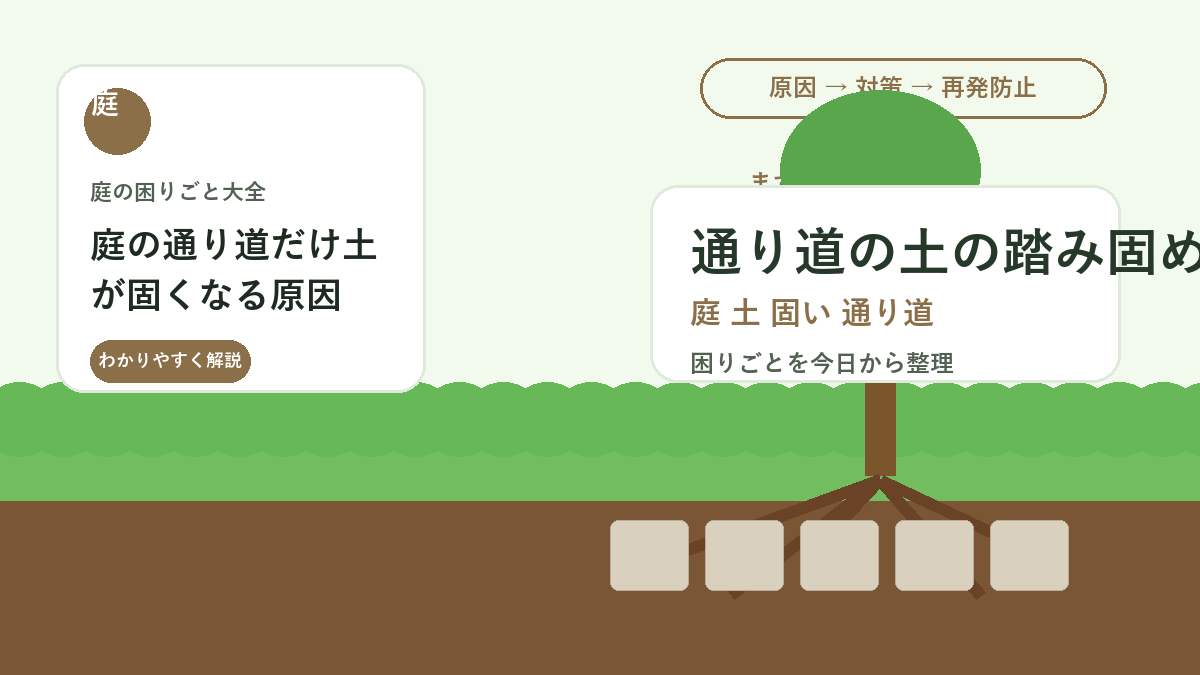 庭の通り道だけ土が固くなる原因｜踏み固めを直すほぐし方と予防策