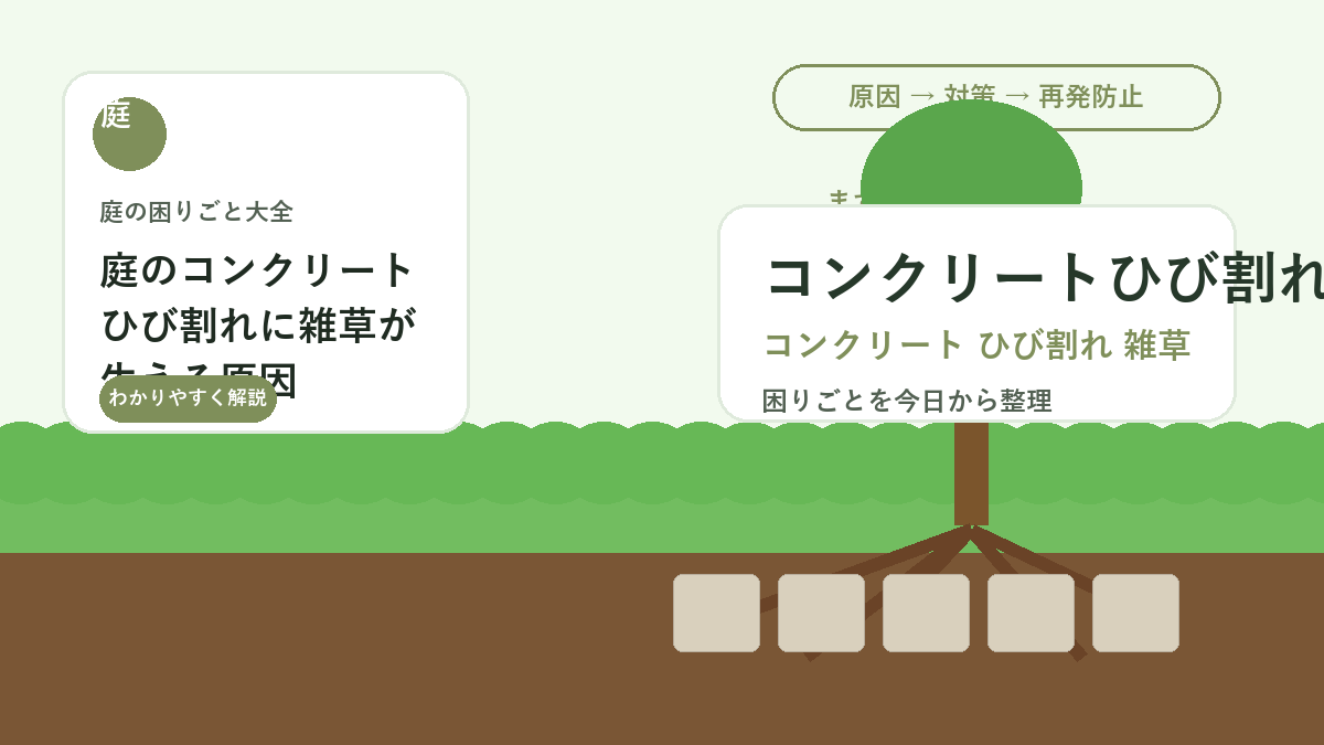 庭のコンクリートひび割れに雑草が生える原因｜すき間を広げない対策