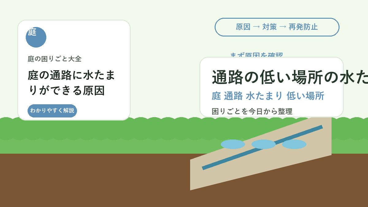 庭の通路に水たまりができる原因｜低い場所を直す排水と下地調整