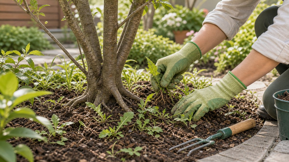 庭木の根元に雑草が増える原因｜幹を傷めず草取りする方法